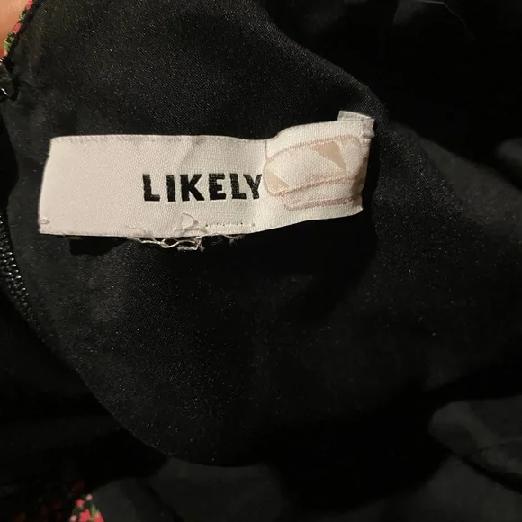 Likely Revolve Janie midi ditsy floral ruffle tiered dress black pink - Picture 5 of 7